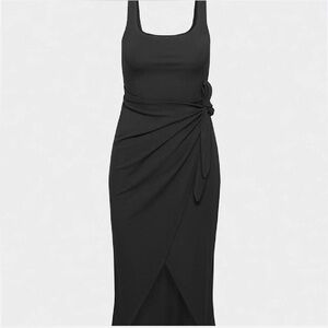 Aritzia Wilfred Black Wrap Midi Dress